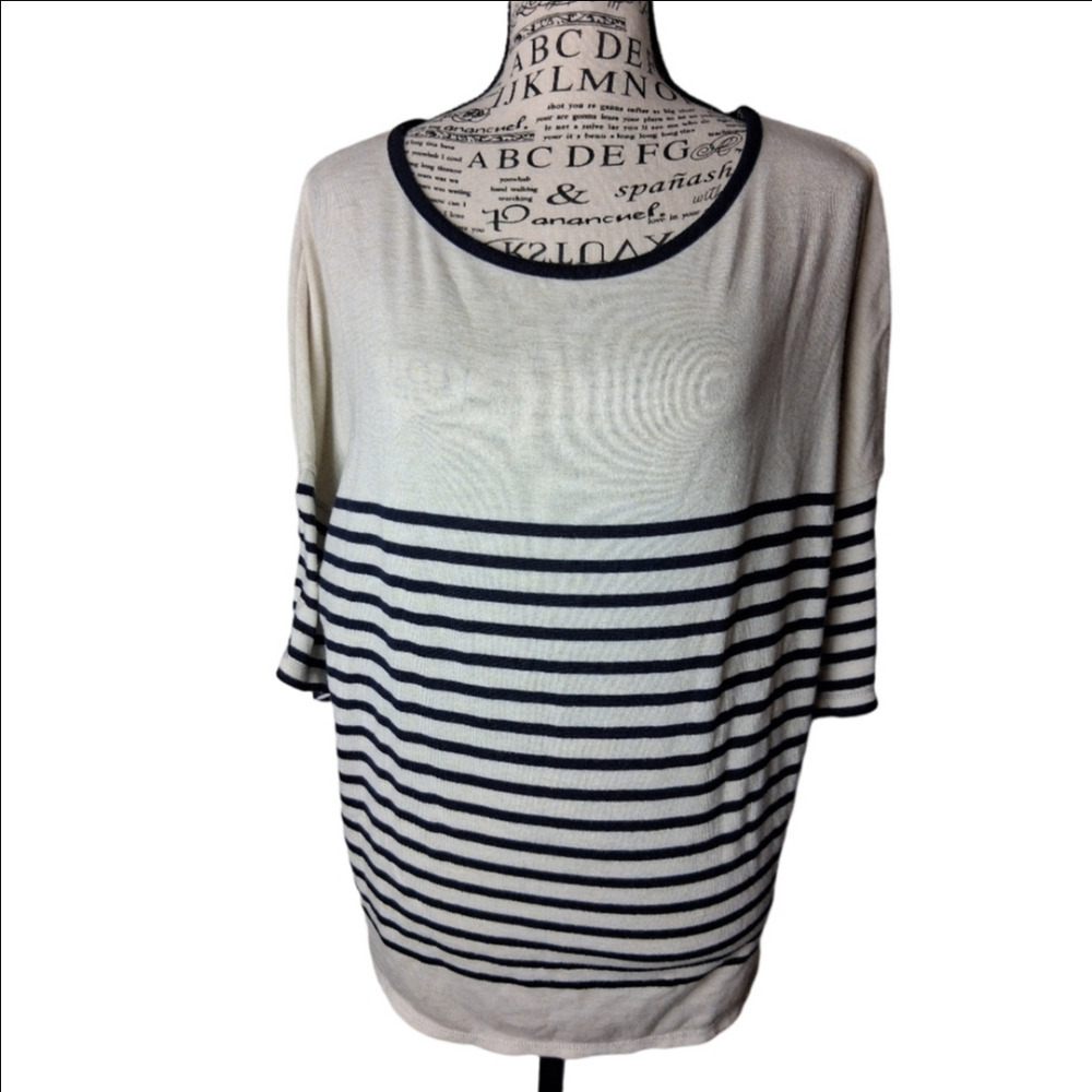 Max Studio Medium Stripe Shirt Womens Blue/cream